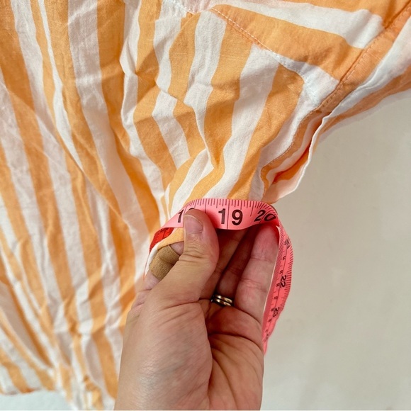 LOLA RIVER Orange White Striped Resort Casual Button Up Short Sleeve XS - Picture 7 of 8